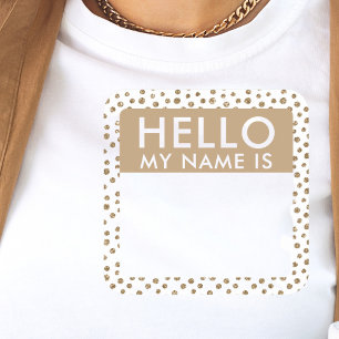 Autocollants Gold Dots Bonjour Mon Nom Est