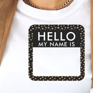 Autocollants Gold Dots Bonjour Mon Nom Est
