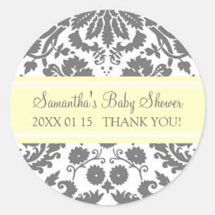 Autocollants gris de faveur de baby shower de