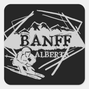 Autocollants gris noirs de logo de ski de Banff