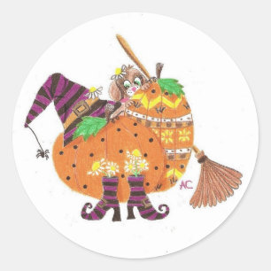 Autocollants Halloween blancs de chiot derrière de
