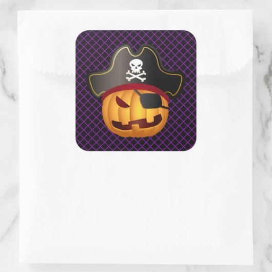 Autocollants Halloween-Citrouille Pirate (Sac)