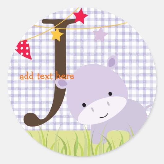 Autocollants Hippo violet/ajouter monogramme/do-it (Devant)