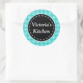 Autocollants Houndstooth Turquoise Personnalisés (Sac)