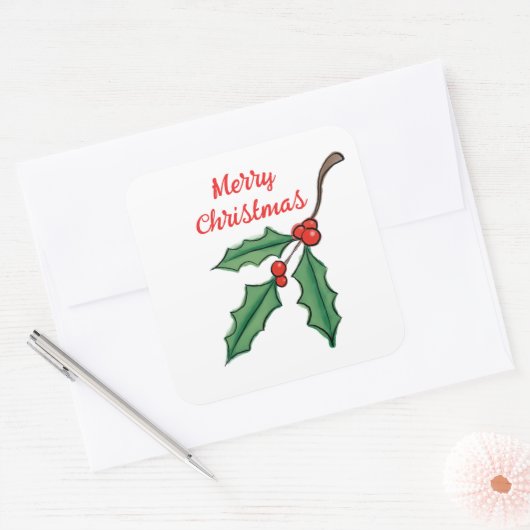 Autocollants Houx de Noël (Enveloppe)