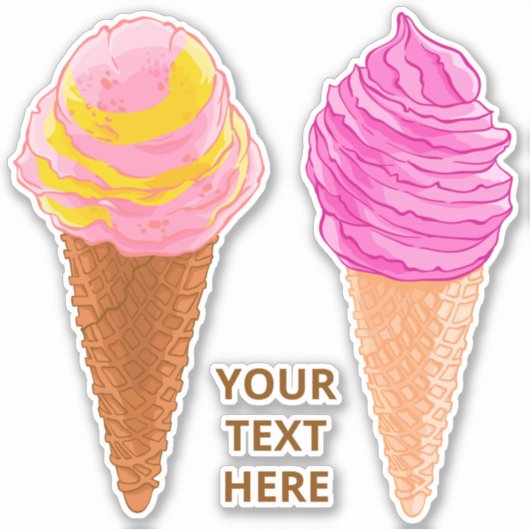 Autocollants Ice Cream Cones en texte personnalisé (Devant)