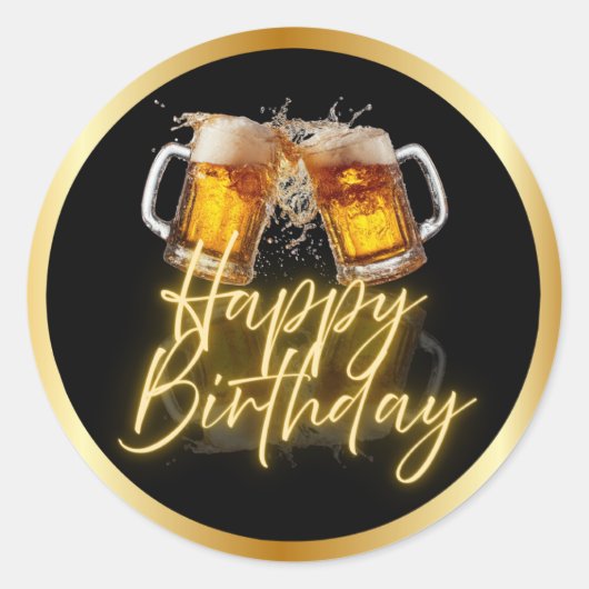Autocollants Joyeux Anniversaire Bière (Devant)