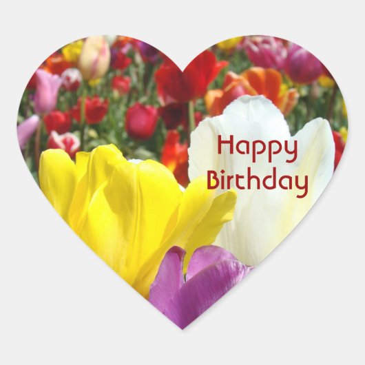 Autocollants Joyeux Anniversaire forme de cœur Fle (Devant)