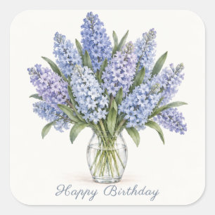 Autocollants Joyeux Anniversaire Jacinthes Lilas B