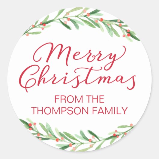 Autocollants Joyeux Noël Branche Rouge et Verte (Devant)