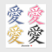 autocollants Kanji Love (Feuille)