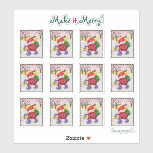 Autocollants Ladybug Santa (Feuille)