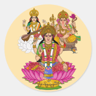 Autocollants Lakshmi Saraswati Ganesha