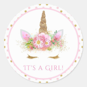 Autocollants Licorne Fille pour Baby Shower
