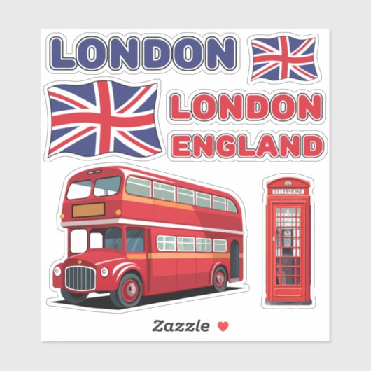 Autocollants Londres Angleterre (Feuille)