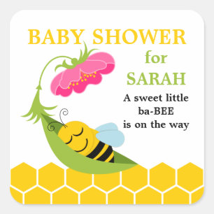Autocollants lunatiques de baby shower d'abeille