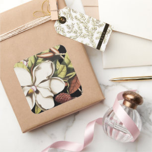 Autocollants Magnolia Vintage sur fond noir