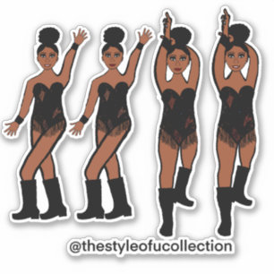 Autocollants Majorette / Danseuse à frange noire #