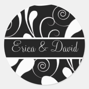 Autocollants mariage damassé Monogram