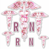 Autocollants Médicales RN Pink Caduceus (Devant)