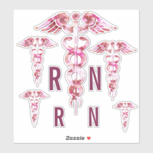 Autocollants Médicales RN Pink Caduceus