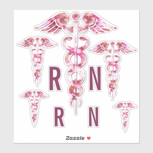 Autocollants Médicales RN Pink Caduceus (Feuille)