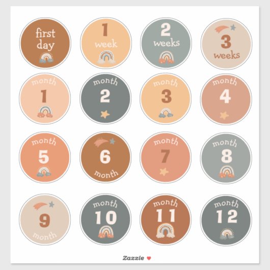 Autocollants mensuels de suivi de bébé (Feuille)