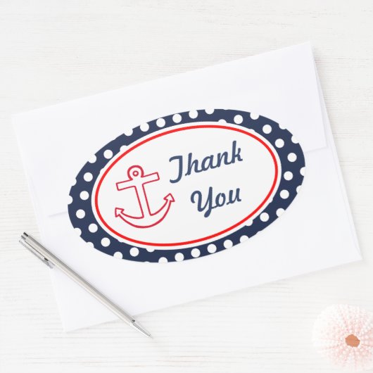 Autocollants Merci Anchor Navy Points (Enveloppe)
