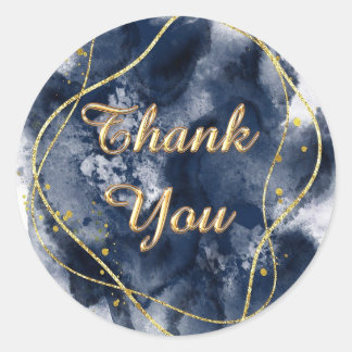 Autocollants Merci Blue Marble Agate Gold Geode
