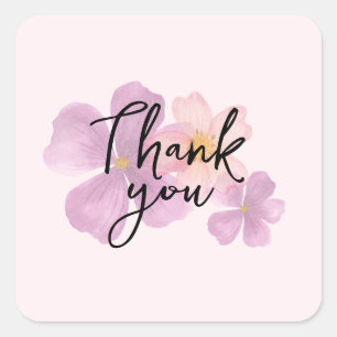 Autocollants Merci - Fleur Aquarelle Violette