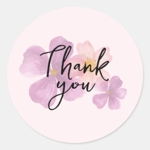 Autocollants Merci - Fleur Aquarelle Violette