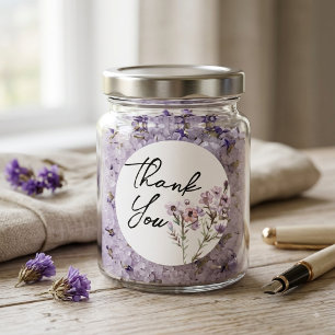 Autocollants Merci - Fleur Aquarelle Violette