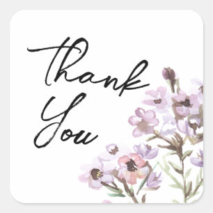 Autocollants Merci - Fleur Aquarelle Violette
