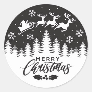 autocollants Merry Christmas noir et blanc