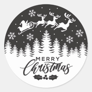 autocollants Merry Christmas noir et blanc