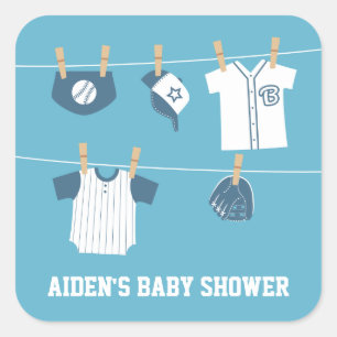 Autocollants mignons de baby shower de base-ball