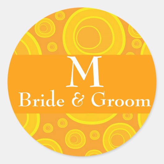 Autocollants Moderne Retro Mariage Monogram Design (Devant)