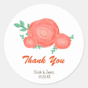 Autocollants modernes de fleurs orange peintes