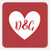 Autocollants Monogramme Cœur Rouge (Devant)