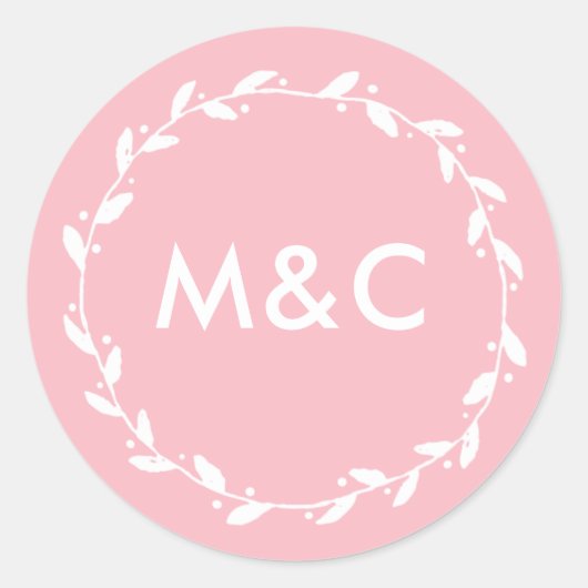 Autocollants monogrammes mariage rose (Devant)