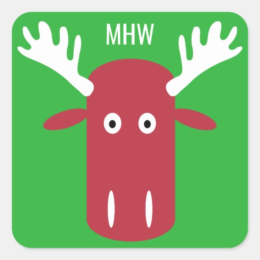 Autocollants monogrammes personnalisés Moose Head (Devant)