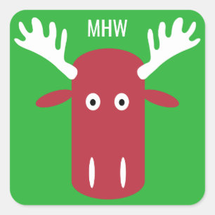 Autocollants monogrammes personnalisés Moose Head 