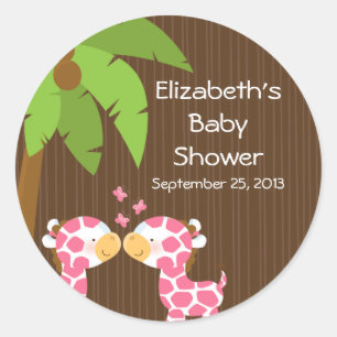 Autocollants multiples de baby shower de girafes