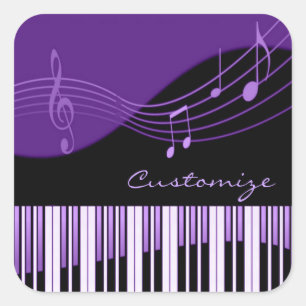 Autocollants musicaux noirs et pourpres de mélodi