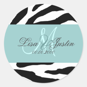 Autocollants noir blanc zèbre/monogramme