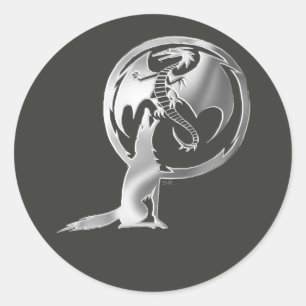 Autocollants noir Wolf & Dragon argent