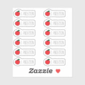 Autocollants nominatifs Pomme Rouge pour Enseignan (Feuille)