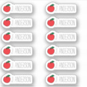 Autocollants nominatifs Pomme Rouge pour Enseignan (Devant)