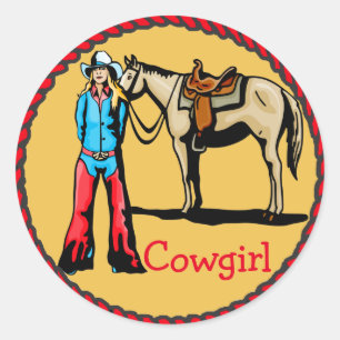 Autocollants Occidentaux Rodéo Cowgirl avec Cheval
