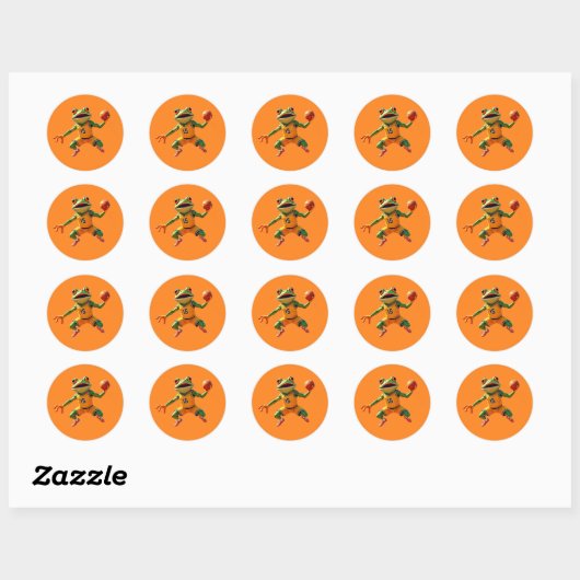 Autocollants orange ronds petits Grenouille de bas (Feuille)